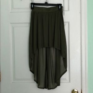 Olive green high-low skirt
